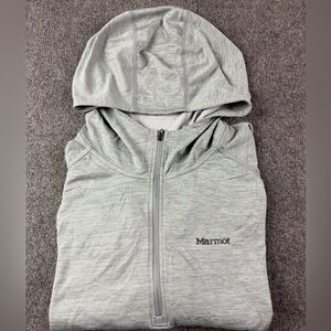Marmot Mens Nylon Blend 1/4 Zip Lightweight Hoodie Sweatshirt Size XL Gray